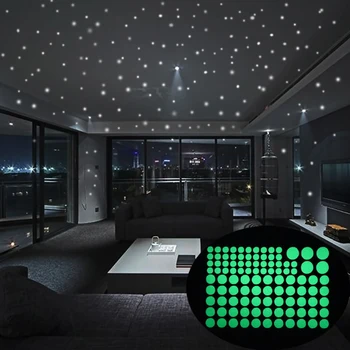 

Carrywon PVC Novelty Lighting Round Pattern Dot Luminous Glow In The Dark Stars Wall Stickers Baby Room 104pcs Round Sticker
