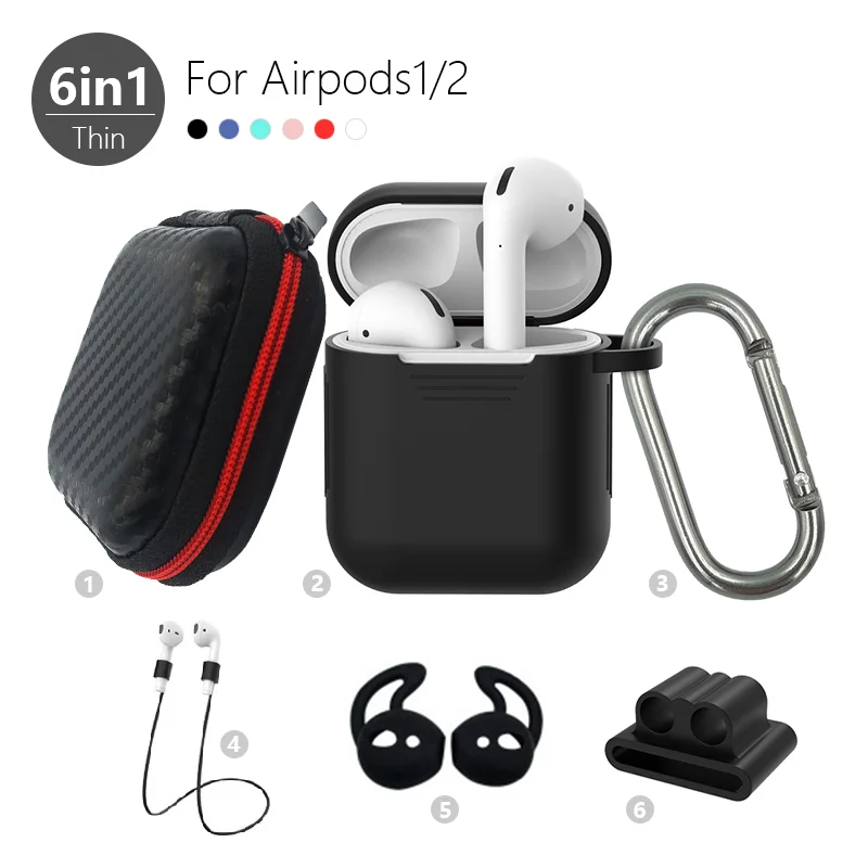 Мягкий силиконовый чехол 6 шт. Набор для Apple гарнитура для Airpods чехол s для Apple Airpods противоударный чехол для Air Pods защитный чехол