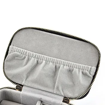 

Joyeros Zipper Display Organizers Jewelry Box Monolayer PU Leather Rings Earrings Portable Storage Case Travel Birthday Gifts