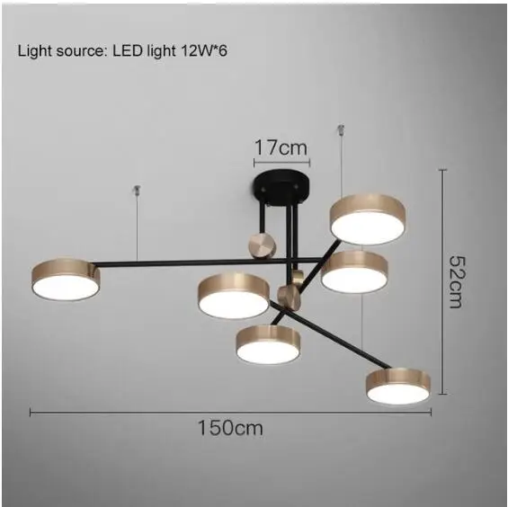 Пост-современный золотой яркий трехцветный подвесной светильник простой и элегантный атмосферный вращающийся светильник для ресторана роскошный подвесной светильник s - Цвет корпуса: 6 heads