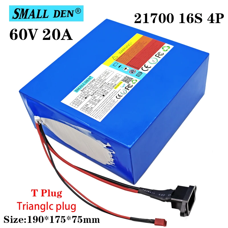 

60V 20Ah 21700 16S4P lithium battery pack built-in 30A BMS 1000W-2000W high-power electric bicycle scooter motorcycle battery