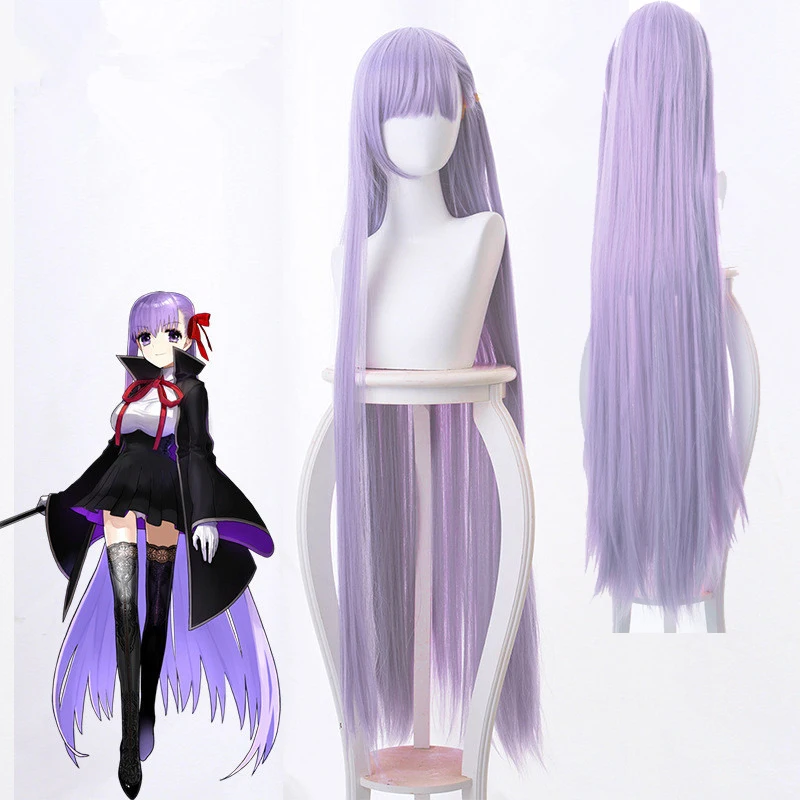 Горячая Распродажа Fate EXTRA CCC косплей парик BB Byibyi черное пальто девушки фиолетовый 120 см длинные прямые синтетические накладные волосы парик кепка
