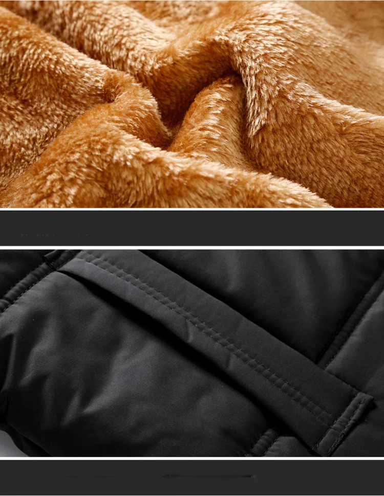 Зимняя Мужская парка, флисовая меховая Толстовка со съемным капюшоном, мужская теплая куртка, пальто в стиле милитари, мужская верхняя одежда средней длины, ZA305