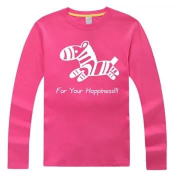 

Lovely Cute Horse Pritned T Shirt for your happines Rose red Long Sleeve T Shirt Pure cotton Tee Shirt Funny tshirt size S- 6XL