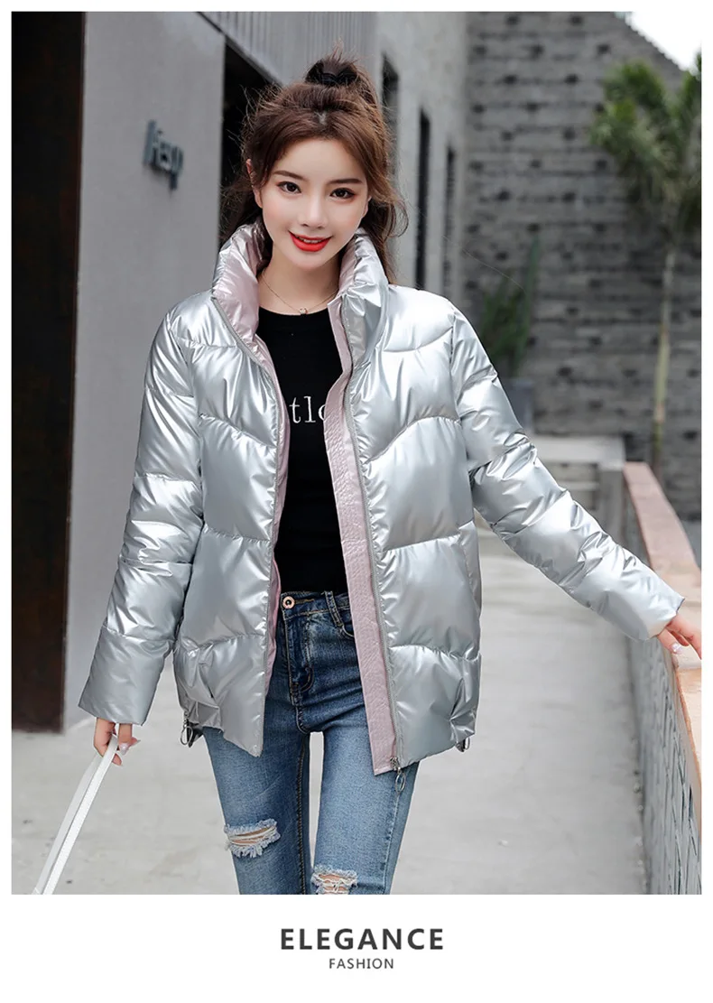 jaqueta feminina inverno quente pão parka curto acolchoado casual grosso oversized algodão casaco femme parkas