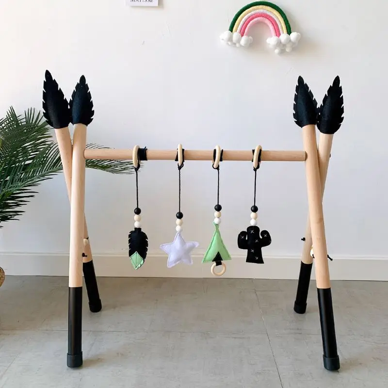 

1Set Nordic Style Baby Gym Play Nursery Sensory Ring-pull Toy Wooden Frame Infant Room Toddler Clothes Rack Gift Kids Room Decor