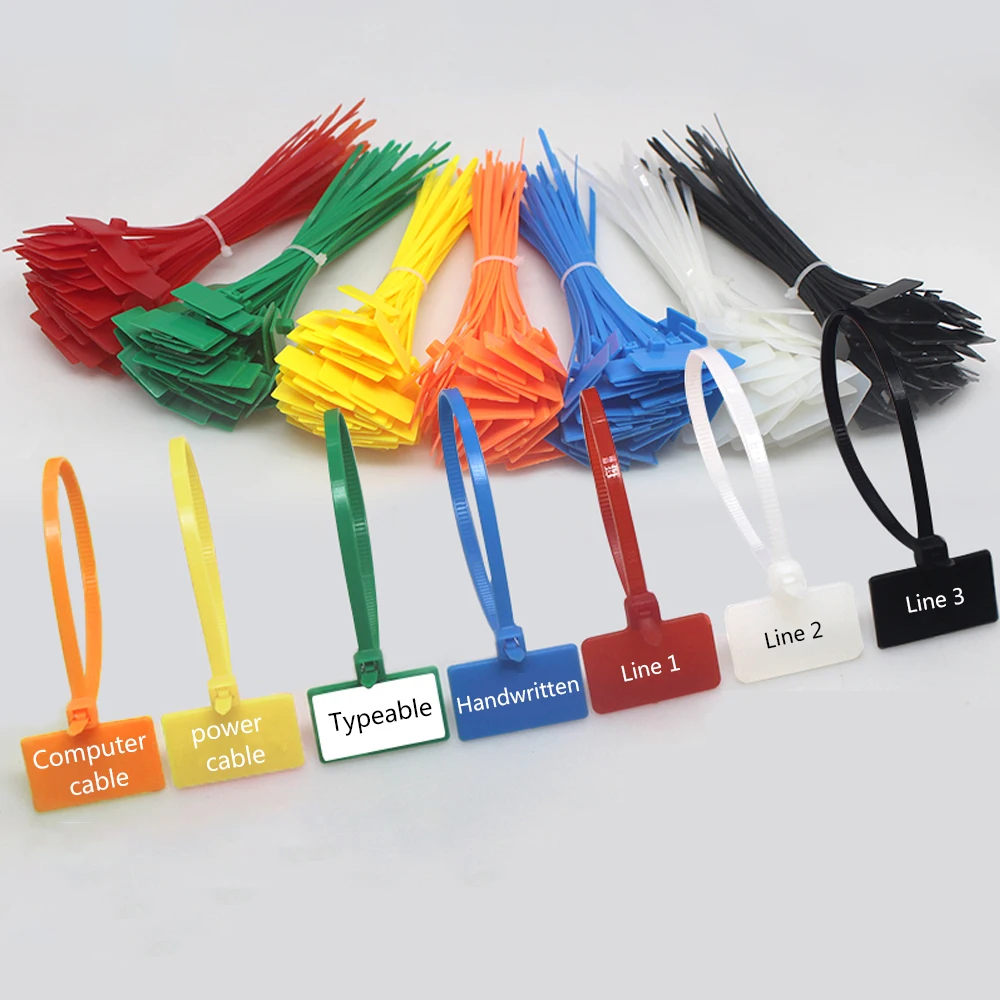 

100 colorful and easy to mark 4*150mm nylon ties, network cable labels, plastic ring ties, cable labels, self-locking cable ties