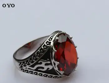 

New fashion classic style oval natural garnet male ring 100%S925 sterling silver men's ring