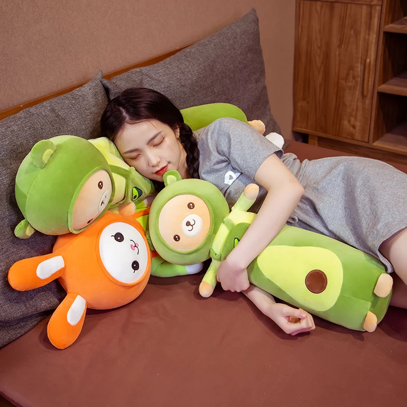 Cute Soft Long Rabbit Bear Boyfriend Pillow Plush Toys Stuffed Carrot Avocado Pause Office Nap Sleep Pillow Cushion Girls Gifts