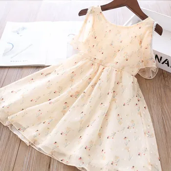 

2020 Summer Baby Girls Printed Off-the-Shoulder Chiffon Dress