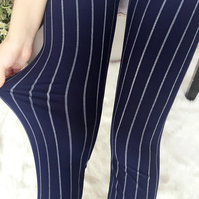 Leggings Woman Spring Autumn Fashion Black White Stripes Leggings Elastic Workout Fitness Pants Elastic Waist Casual Trousers crossover leggings Leggings