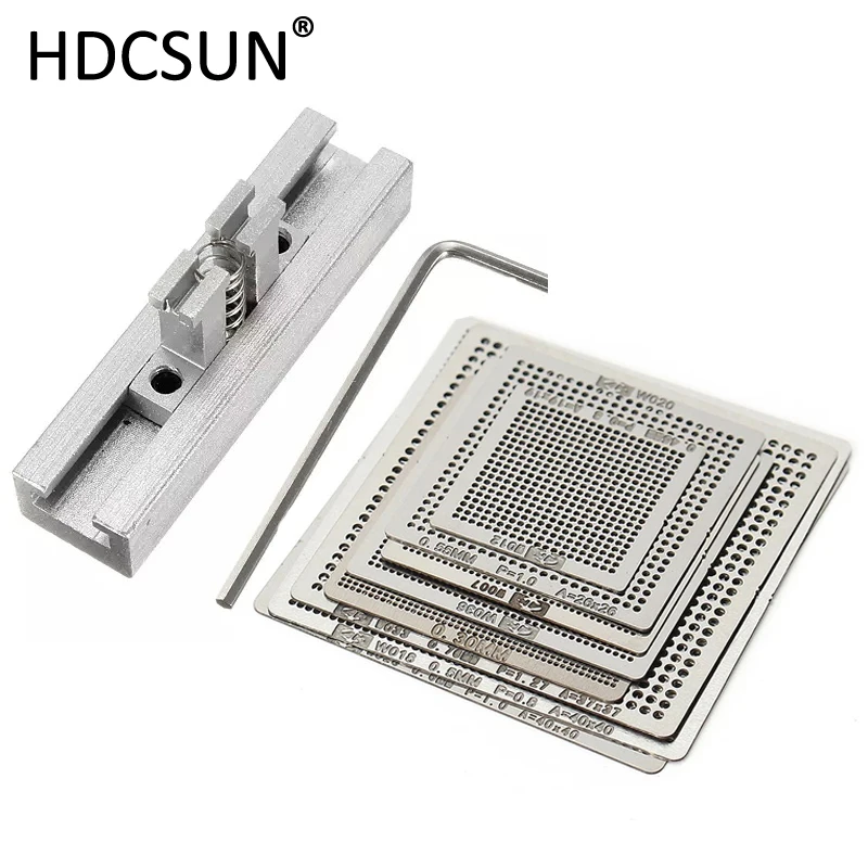 9 pcs /set high quality Bga Reballing Universal Stencil Tample Kit with free Universal directly Reball Station Freeshipping