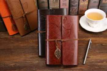 

Vintage Spiral Notebook Diary Notepad Leaves Design PU Leather Note Book for Traveler Journal Notepad