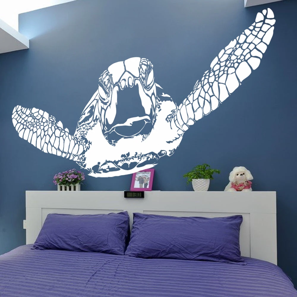 Huge Sea Turtle Ocean Animal Wall Sticker Bedroom Bathroom Turtle Sea Fish Wall Decal Kids Room Vinyl Home Decor (3)