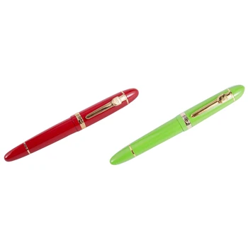 

Jinhao 2Pcs 159 18Kgp 0.7Mm Medium Broad Nib Fountain Pen Free Office Fountain Pen with a Box - Red & Green
