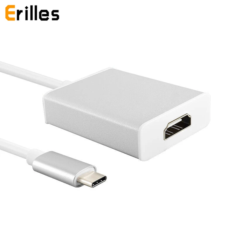 

USB Type C 3.1 Male to HDMI 4K Female Converter Cable Aluminium Alloy Shell USBC to HDTV Display Splitter Adapter for Macbook