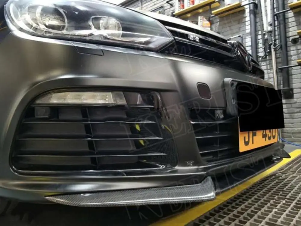 Карбоновое волокно/FRP черный Передний бампер спойлер подбородок сплиттеры Лоскутные фартуки для Volkswagen VW Golf 6 VI MK6 R20 2010-2013