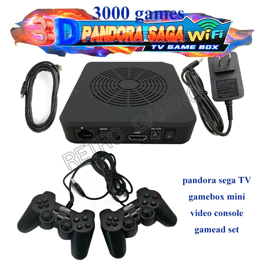 Pandora Saga Tv Gamebox Console Per Videogiochi 2 Controller Per Gamepad Usb Set 3000 Giochi Per Piattaforma Windows/Android/Xbox/Ps3