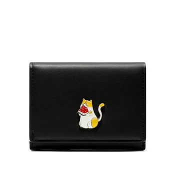 

2020 New arrival simple three fold wallet metal iron sheet cartoon cute student wallet candy color casual short girl card holder