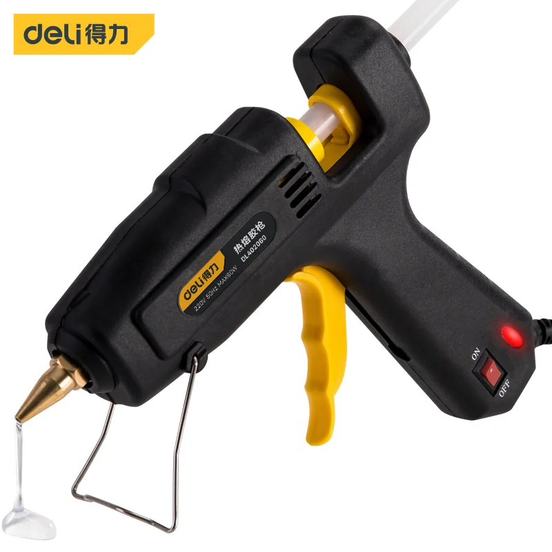 Deli DL402060 Hot Melt Glue Gun Electrical Tools Household Tool DIY Tools PTC Heating Copper Outlet Glue Independent Switch 20pcs m5 brass hot melt insert nuts heating molding copper thread inserts double twill knurled injection 3dprinter components