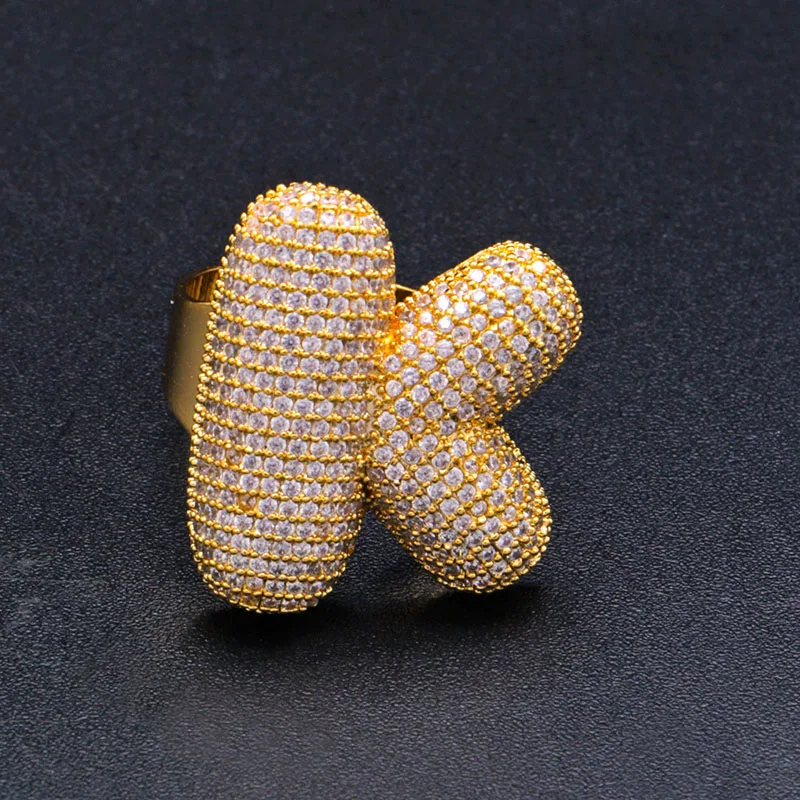 Хип-хоп AAA кубическая циркониевая подвеска Bling Iced Out Bubble кольцо с гравировкой Bling CZ кольца для мужчин Club Rapper ювелирные изделия золото серебро
