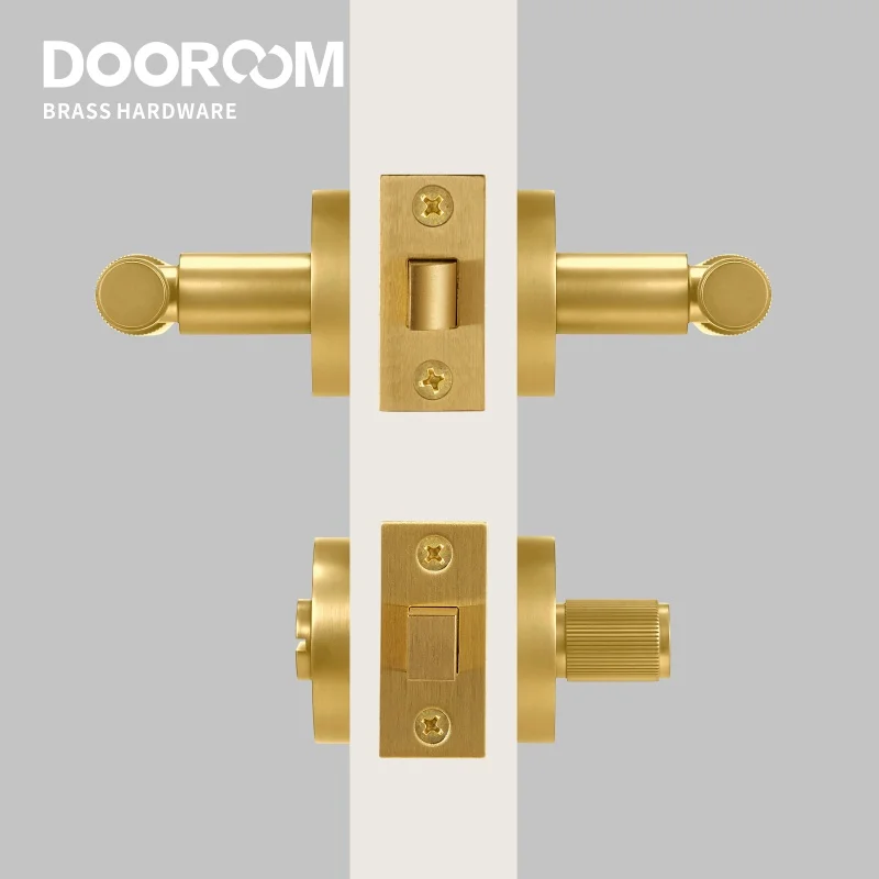 Dooroom Brass Door Lever Set Interior Bedroom Bathroom Dummy lock Set Privacy Passage Locks Tubular Latch linear Thumb Turn