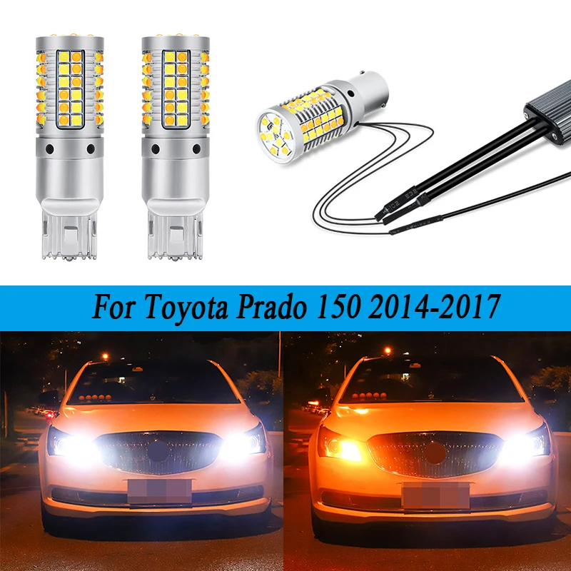 

2pcs Car DRL Daytime Running Lights T20 WY21W 7440 Turn Signals LED Bulbs For Toyota Prado 150 2014 2015 2016 2017