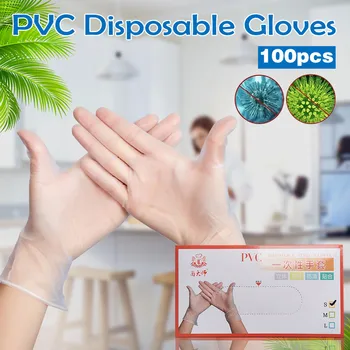 

100pcs Portable Disposable Gloves Clear Pvc Non-slip Thicken Home Kitchen Restaurant Food Baking Tool Clean Protective Gloves z3