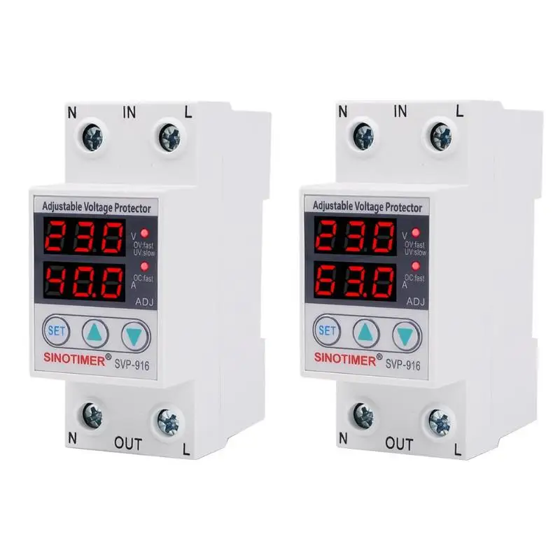 

230VAC 50/60Hz Adjustable Voltage Surge Protector Relay Limit Current Protection