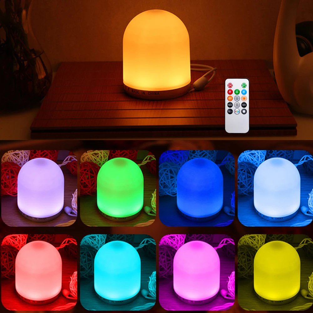 

LED Night Light Touch Control USB Charging Portable Bedroom RGB Dimmable Bedside Lamp with Remote Controller Babyroom Daylight