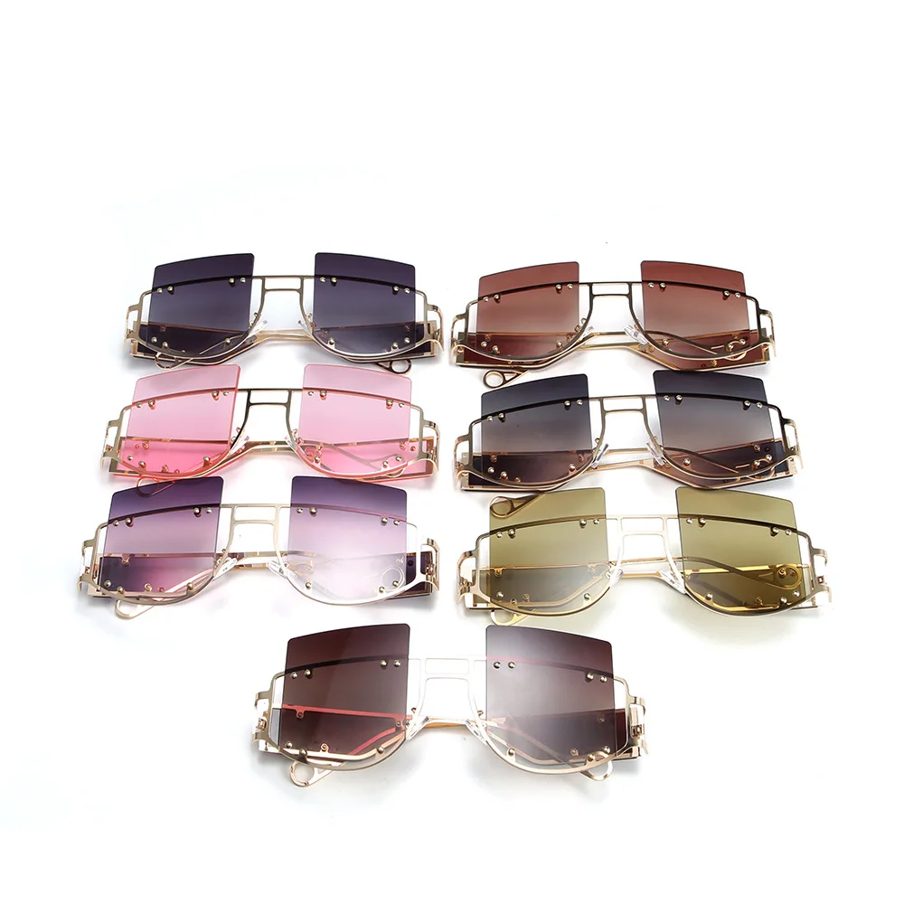 47189 Personality Rivet Sunglasses Men Women Fashion UV400 Glasses