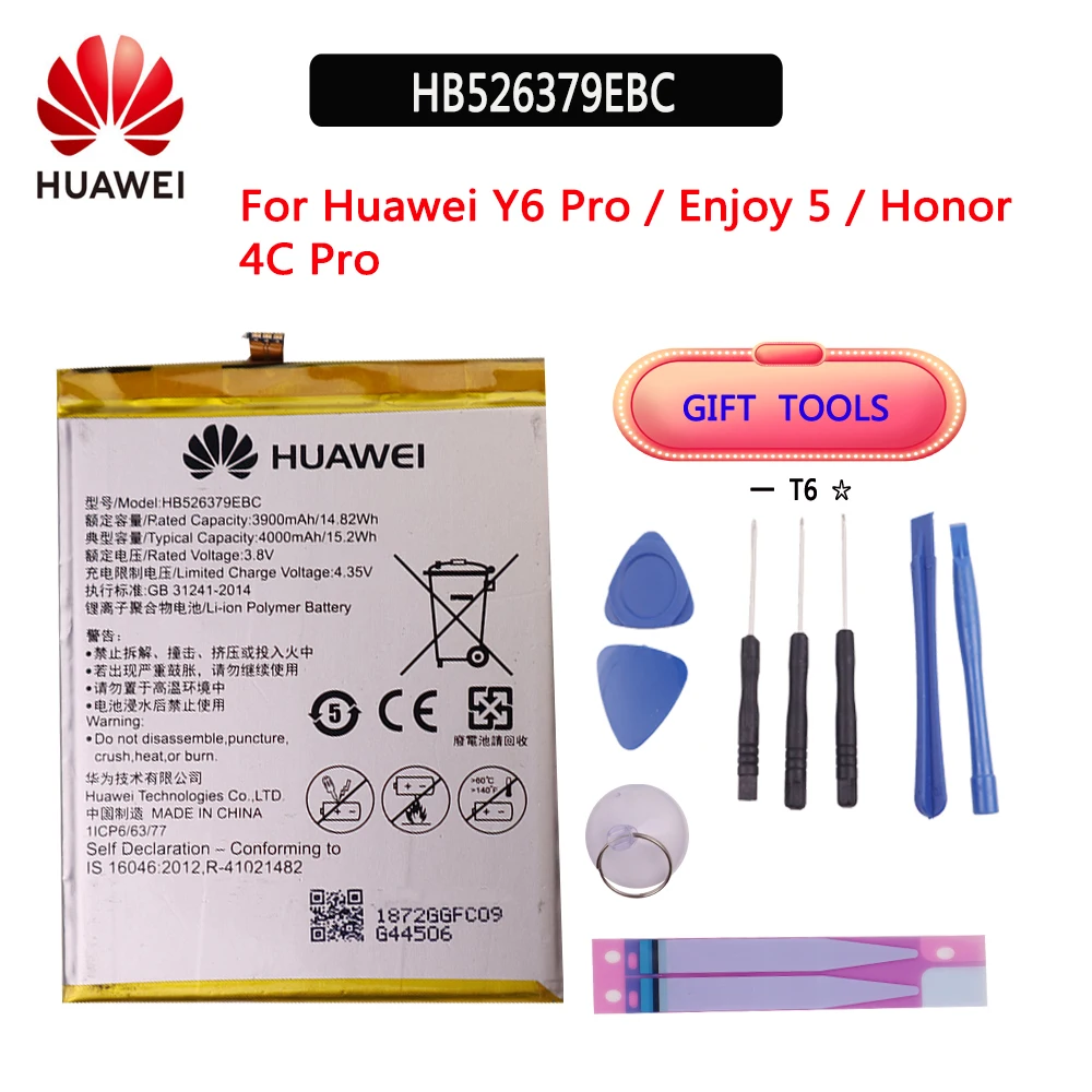 Huawei Оригинал 4000 мАч HB526379EBC батарея Y6 Pro Enjoy 5 HONOR 4c pro TIT L01 TL00 CL00 CL10