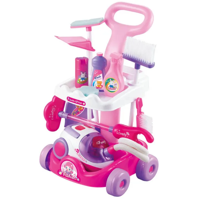 2022 New 1 Pcs/set Pretend Play Toy Simulation Vacuum Cleaner Cart Cleaning Dust Tools Baby Kids Play House Doll Accessories Toy 4