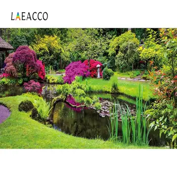 

Laeacco Natural Green Backgrounds For Photography Park Lawn Shrub Garden Park Flowers View Photo Background For Photo Studio