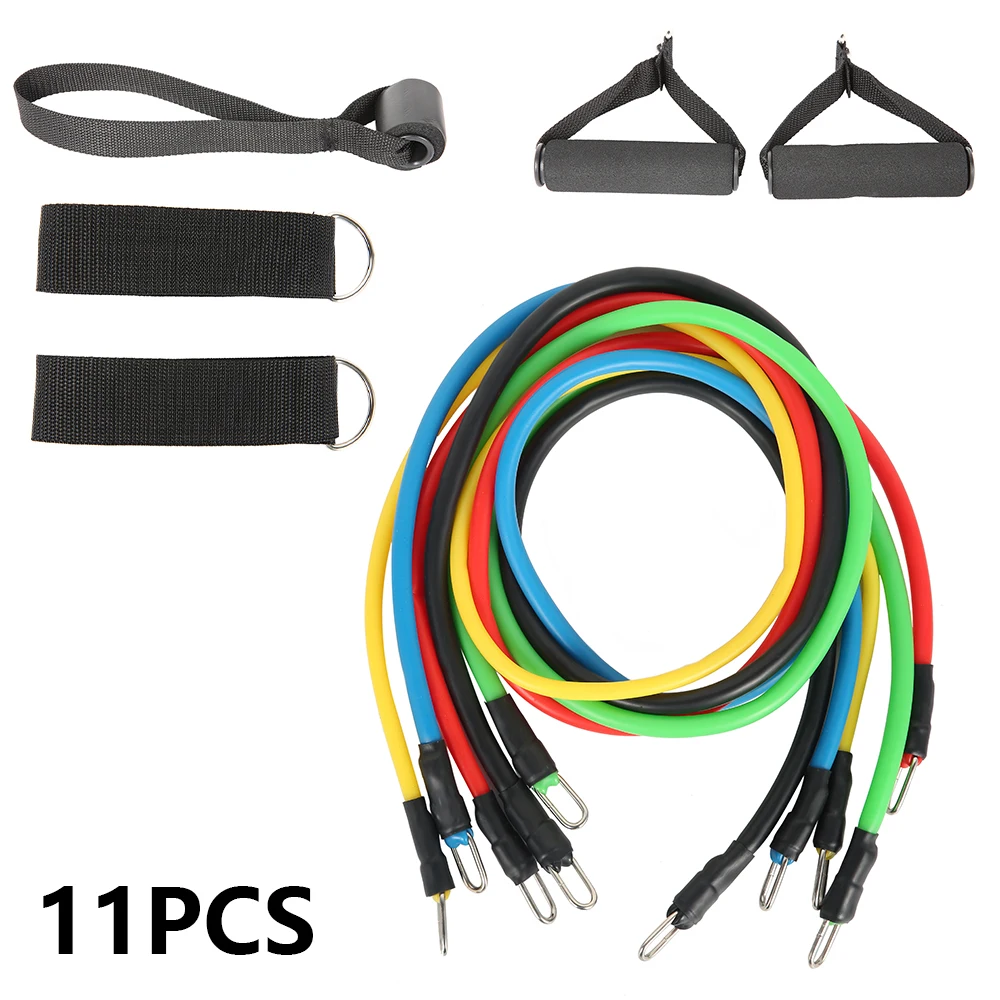 

11pcs Fitness Pull Rope Latex Resistance Bands Body Fitness Workout Equipment Strength Gym Equipment for Home Elastic Exercises