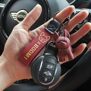 

Car Keychain Bulldog Key Chain Ring Fob Pendant Decoration For Mini Cooper JCW One F54 F55 F56 F60 R55 R56 R60 Car Accessories