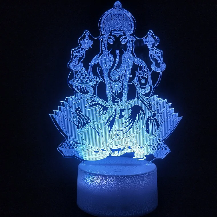 3d лампа Ganesha на батарейках меняющая цвет с пультом дистанционного управления