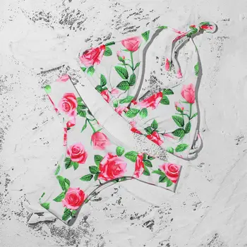 

IMANFive Sexy Push Up Bikini 2019 New Arrival Floral Print Bikinis Halter String Swimsuit Swimwear Women Brazilian Biquini XL