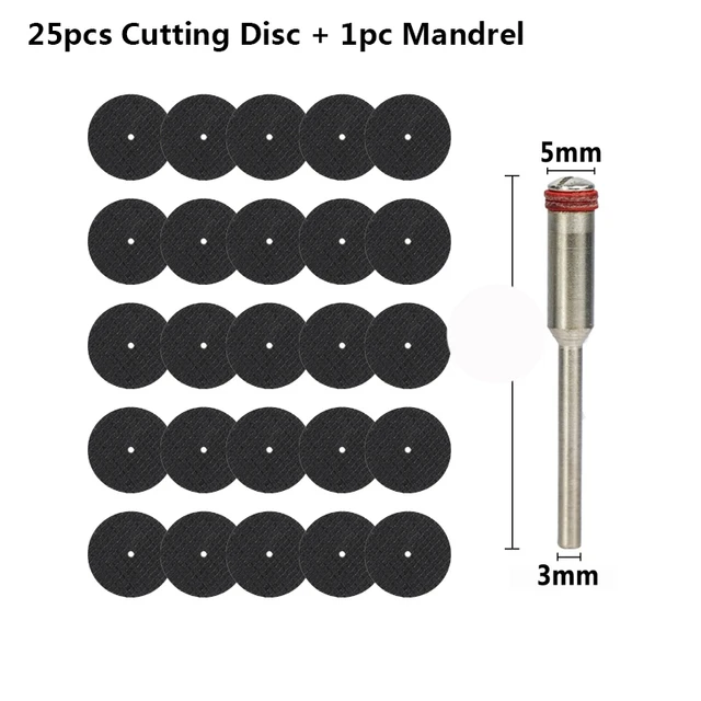 10 pièces 32mm disque de coupe en métal pour Dremel avec 1pc 3mm résine  meule outils abrasifs disque de ponçage, 10 pièces ensemble avec tige