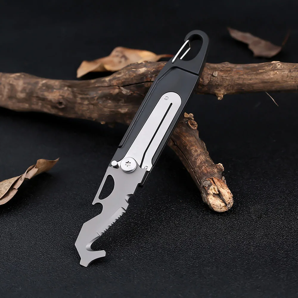 New Keychain Stainless Steel Folding Knife Multi-function Tool Personality Creative Mini Bottle Opener Rope Cutter Screwdriver 3