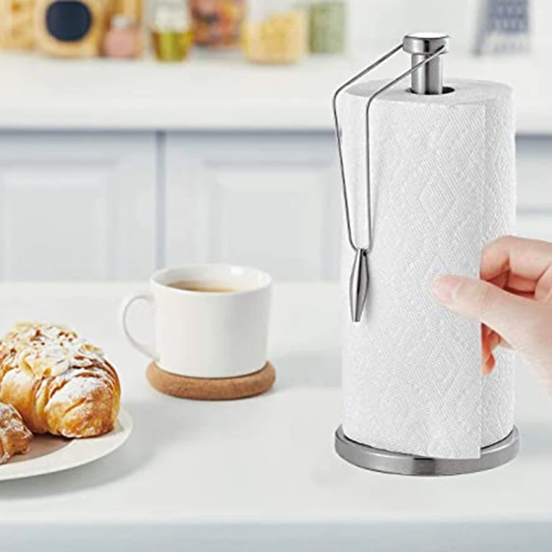 Stand Up Paper Towel Holder，SUS304 Stainless Steel，Paper Towel Rack for Kitchen Countertop & Dining Room Table， Cabinet & Bathro