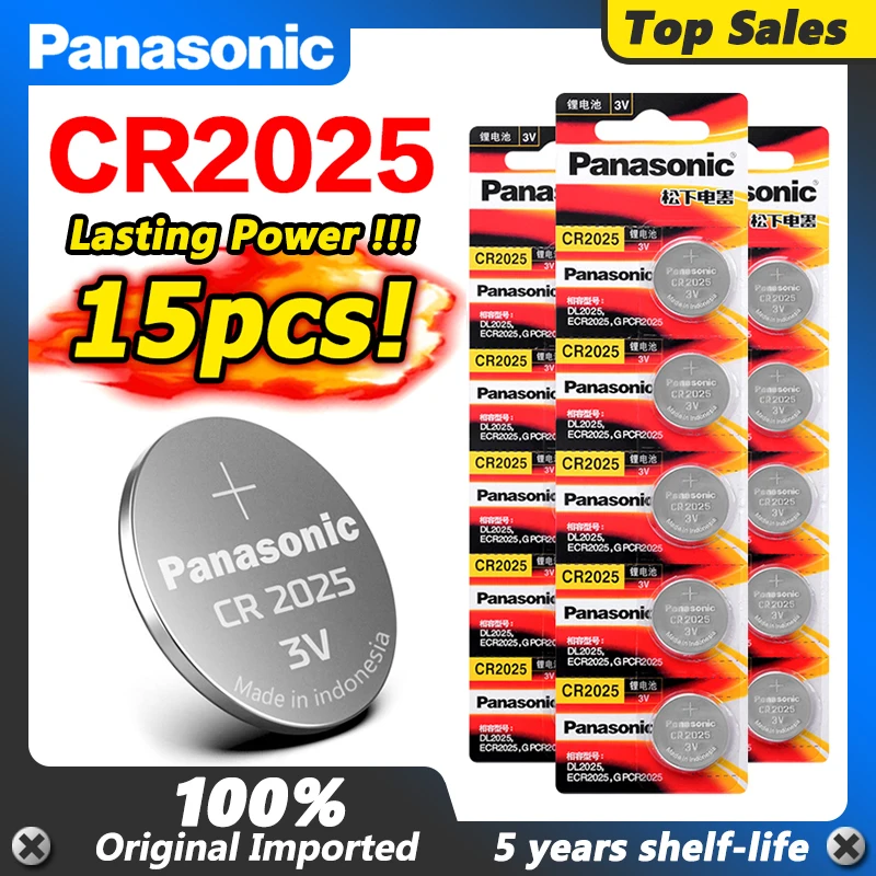 15 х Оригинальный Новый аккумулятор для PANASONIC cr2025 3 в кнопочные батарейки часов