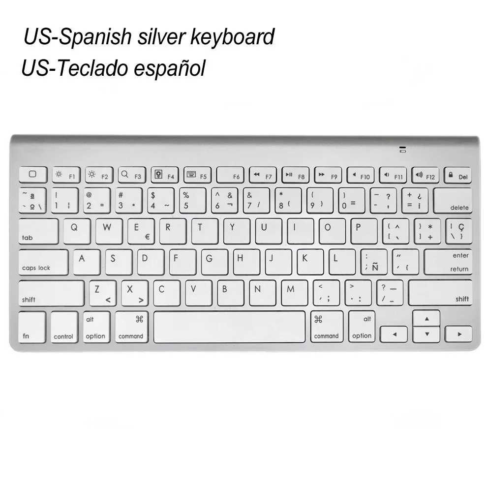 Spanish Layout Высокое качество ультра-тонкая клавиатура Bluetooth звука Планшеты и смартфонов Apple Беспроводной клавиатура Стиль IOS, Android и Windows - Цвет: Spanish Layout