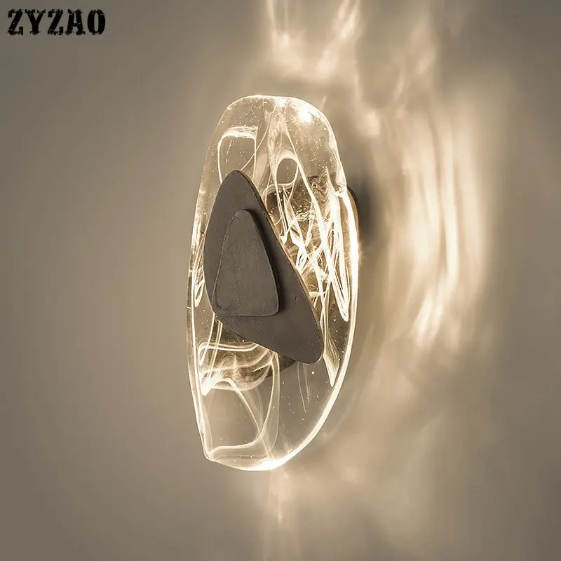 

Luxury Atmospheric Ice Block Crystal Wall Lamp Post Modern Minimalist Home Decor Glass Wall Light Hotel Living Room Bedroom Lamp