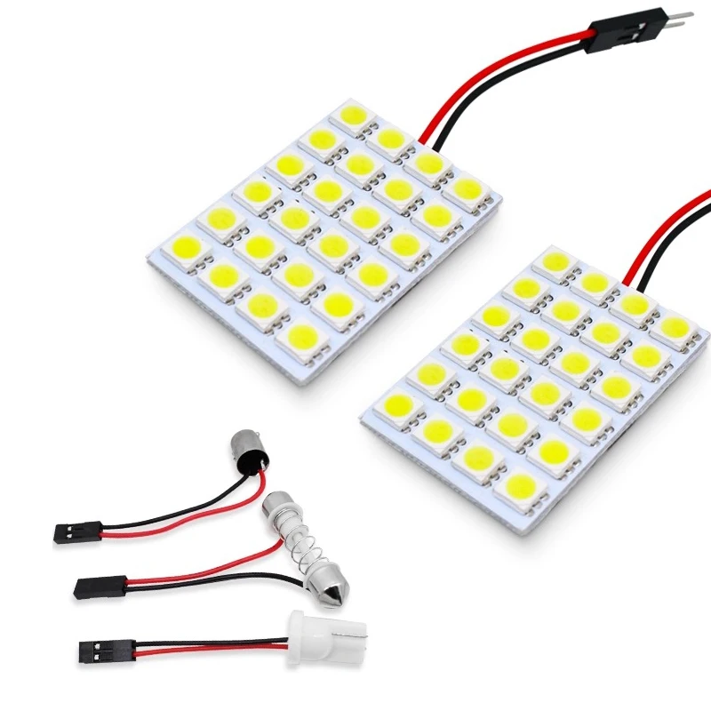 

5PCs Car Panel Reading Map Lamp 5050 6 9 15 24 LED SMD Dome Interior Lighting Bulb Roof Light BA9S T10 C5W Adapter Festoon Base