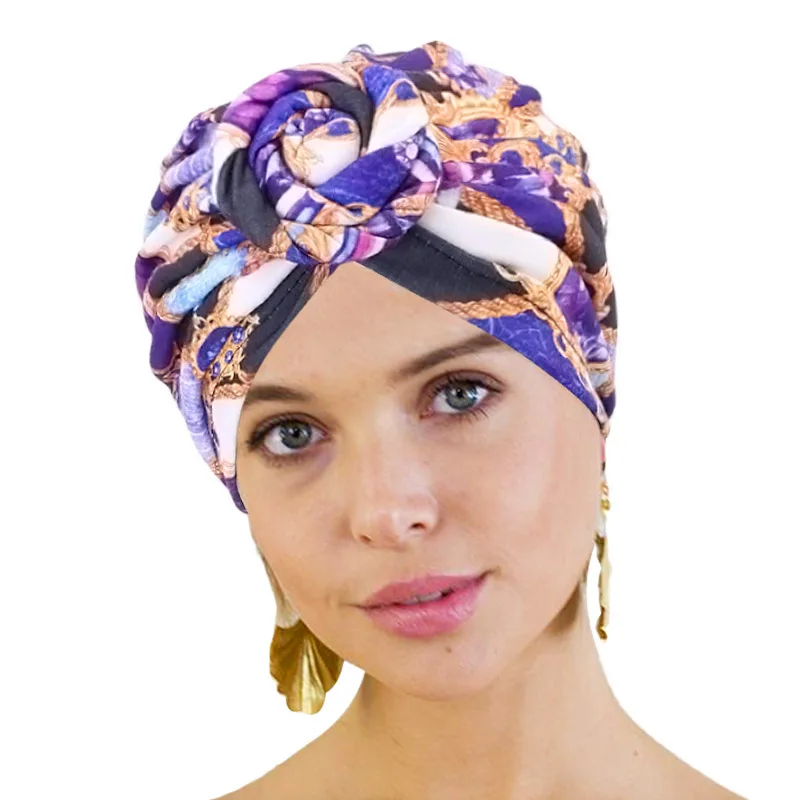 Indian Women Stretch Flower Turban Hat Chemo Cap Beanie Head Scarf Headwear Wrap 