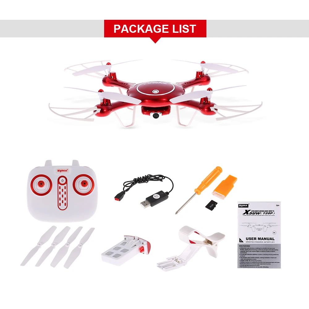 Оригинальный Syma X5UW Wifi FPV Квадрокоптер RC Дрон с 720P HD камерой RTF Безголовый режим и