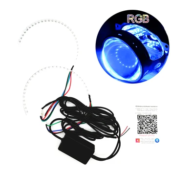 

2 X RGB LED Demon Eyes Halo Ring Projector Lens Headlight Retrofit Bluetooth Control