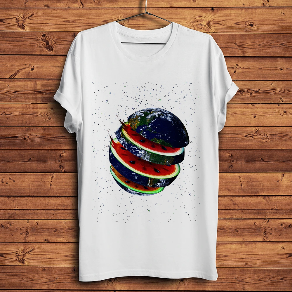 Planet Earth Anguria Divertente Geek T Shirt Uomo New White Casual Manica Corta Homme Cool Streetwear Tshirt Unisex
