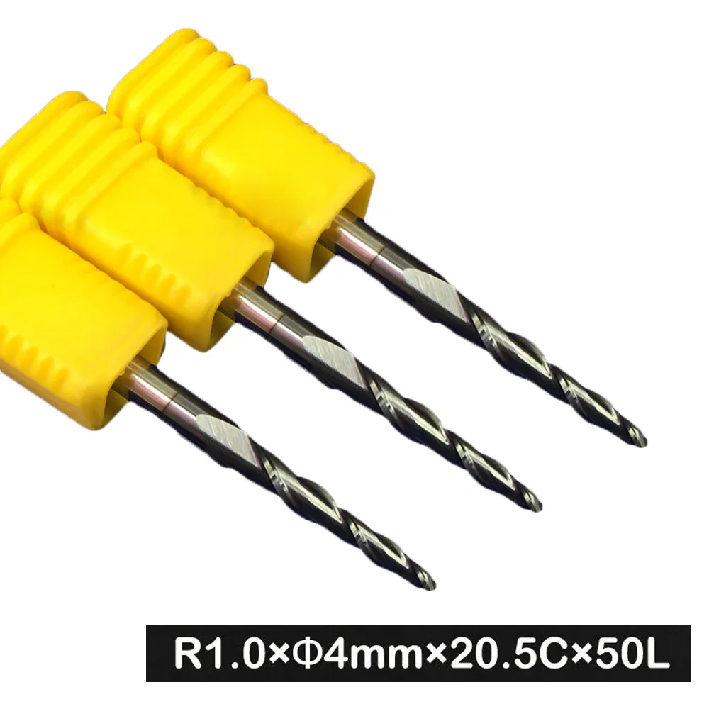 

3pcs Carbide Tapered Ball Nose End Mill Spiral CNC Milling Cutter Drill Bit Part